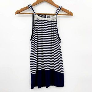 Trina Turk Stripe Tie Back Keyhole Halter Tank XS